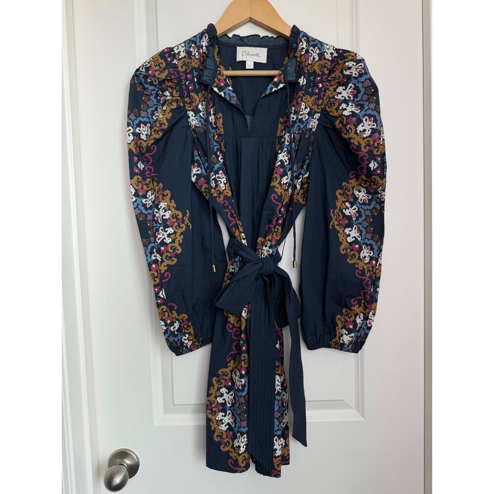 NWOT Cleobella Ivana Mini Boho Autumn Dress Organic Cotton Venezia Blue Small - Picture 3 of 9